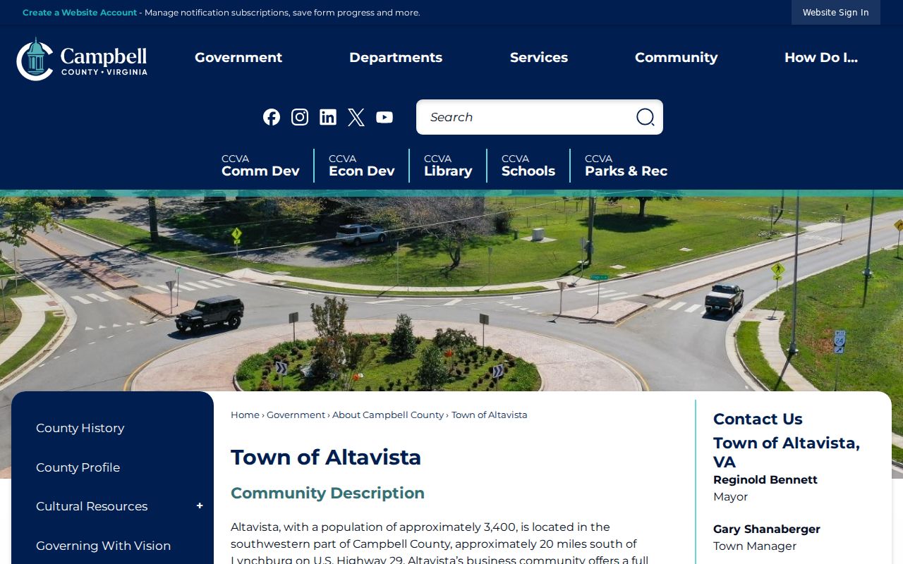 Campbell County profile supporting an Altavista record check