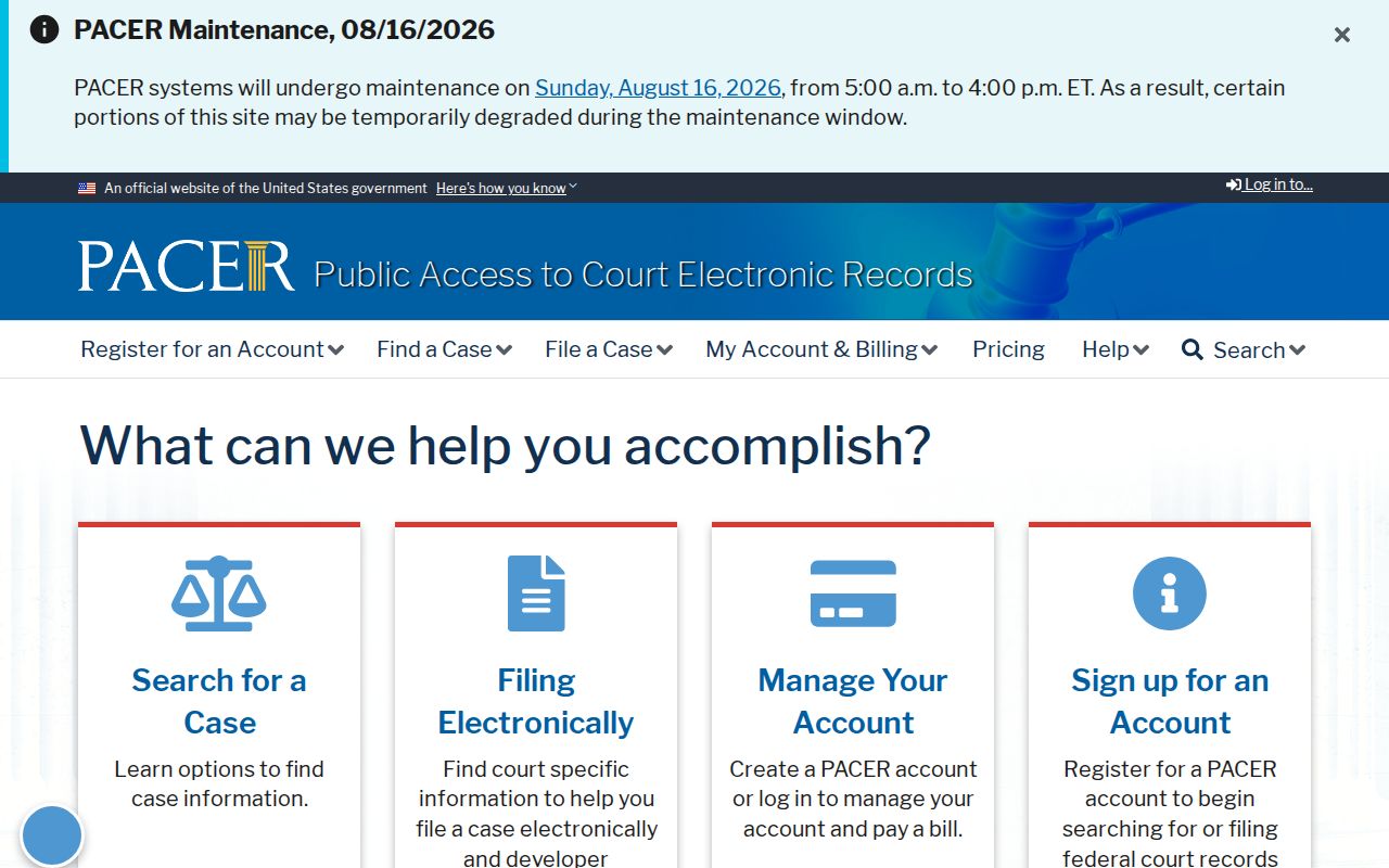 Federal PACER boundary for an Altavista criminal record check