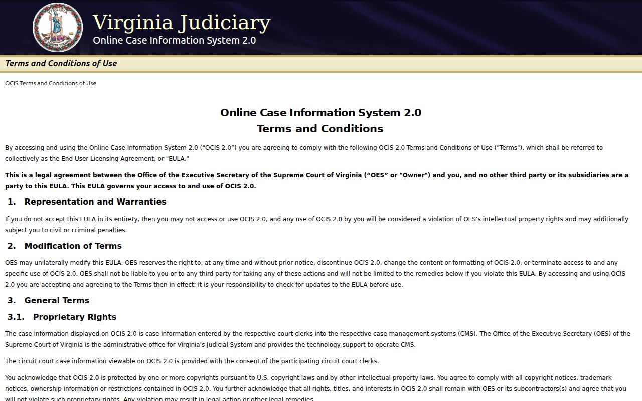 Virginia OCIS Campbell County court case lookup