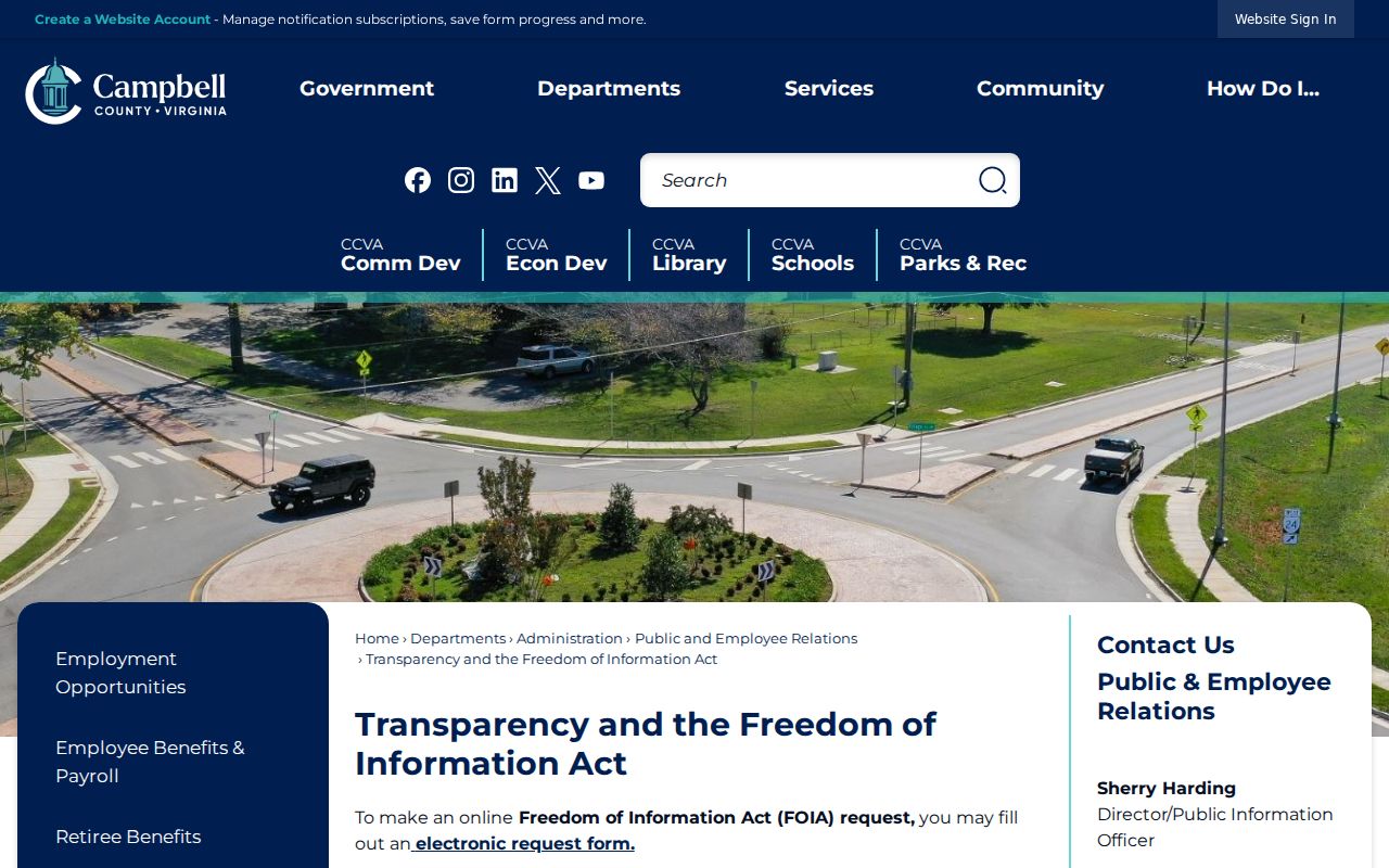 Campbell County criminal records and Virginia FOIA request page