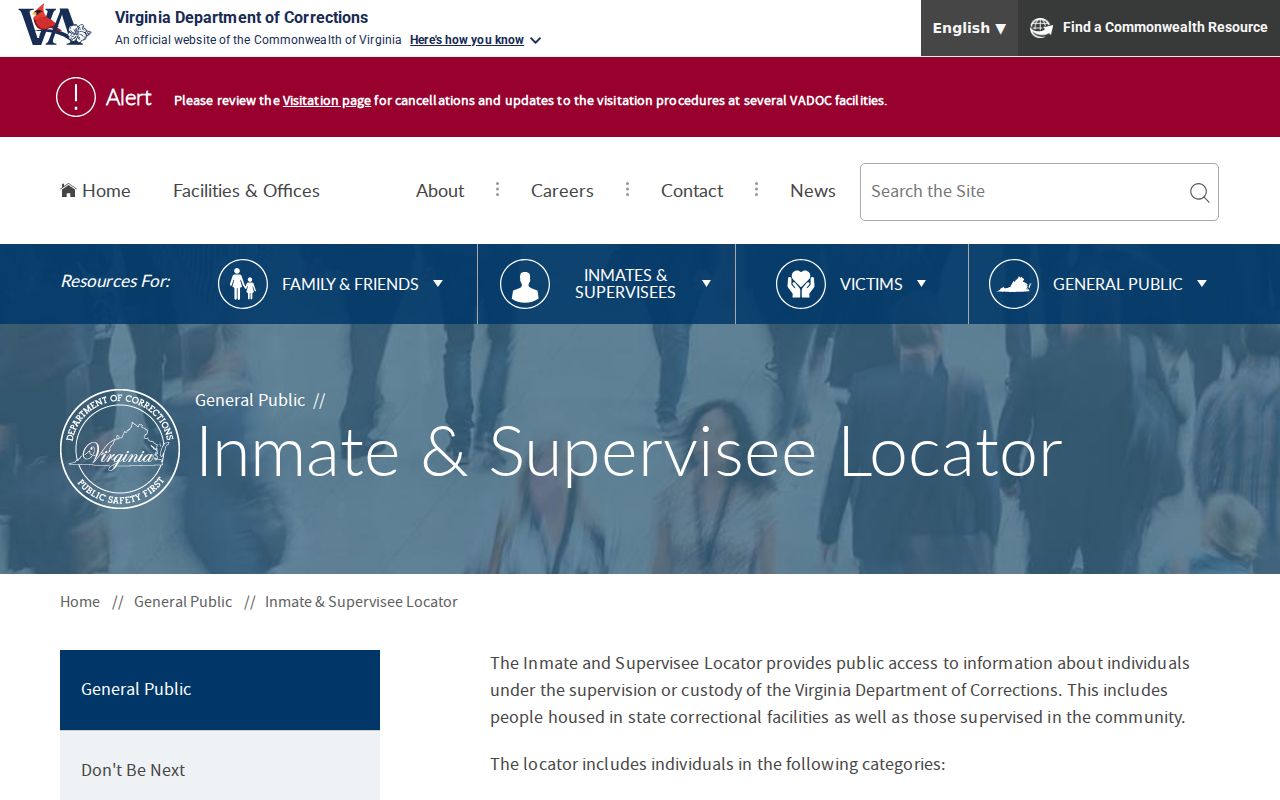 Campbell County criminal history search through the VADOC locator
