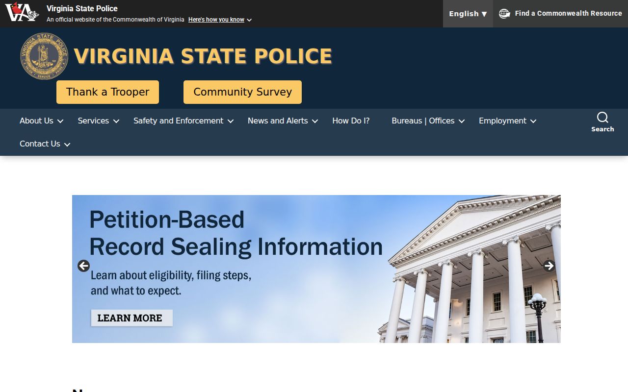 Virginia State Police source for Campbell County registry notices